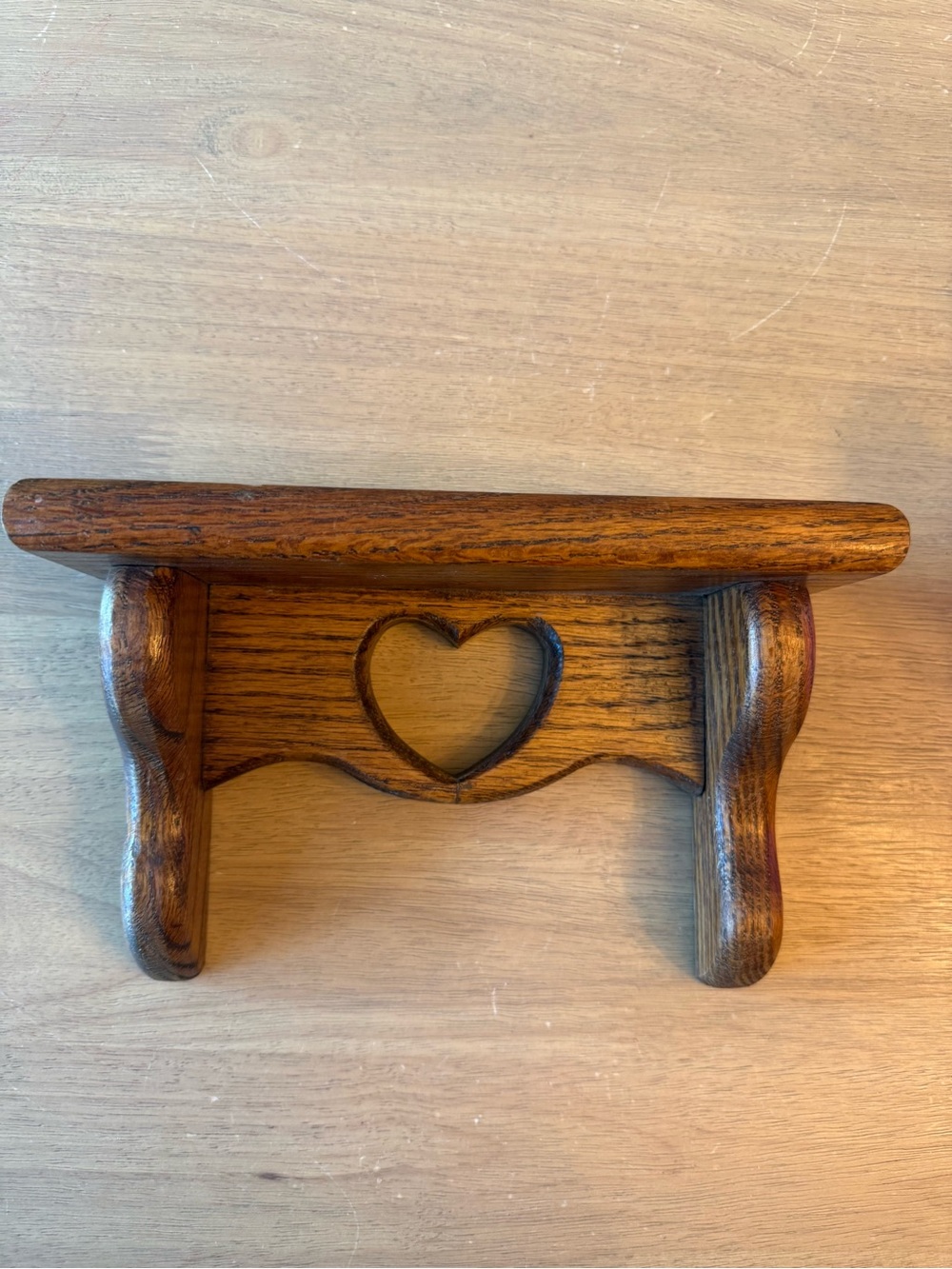 Vintage small solid wood cottage core heart shelf